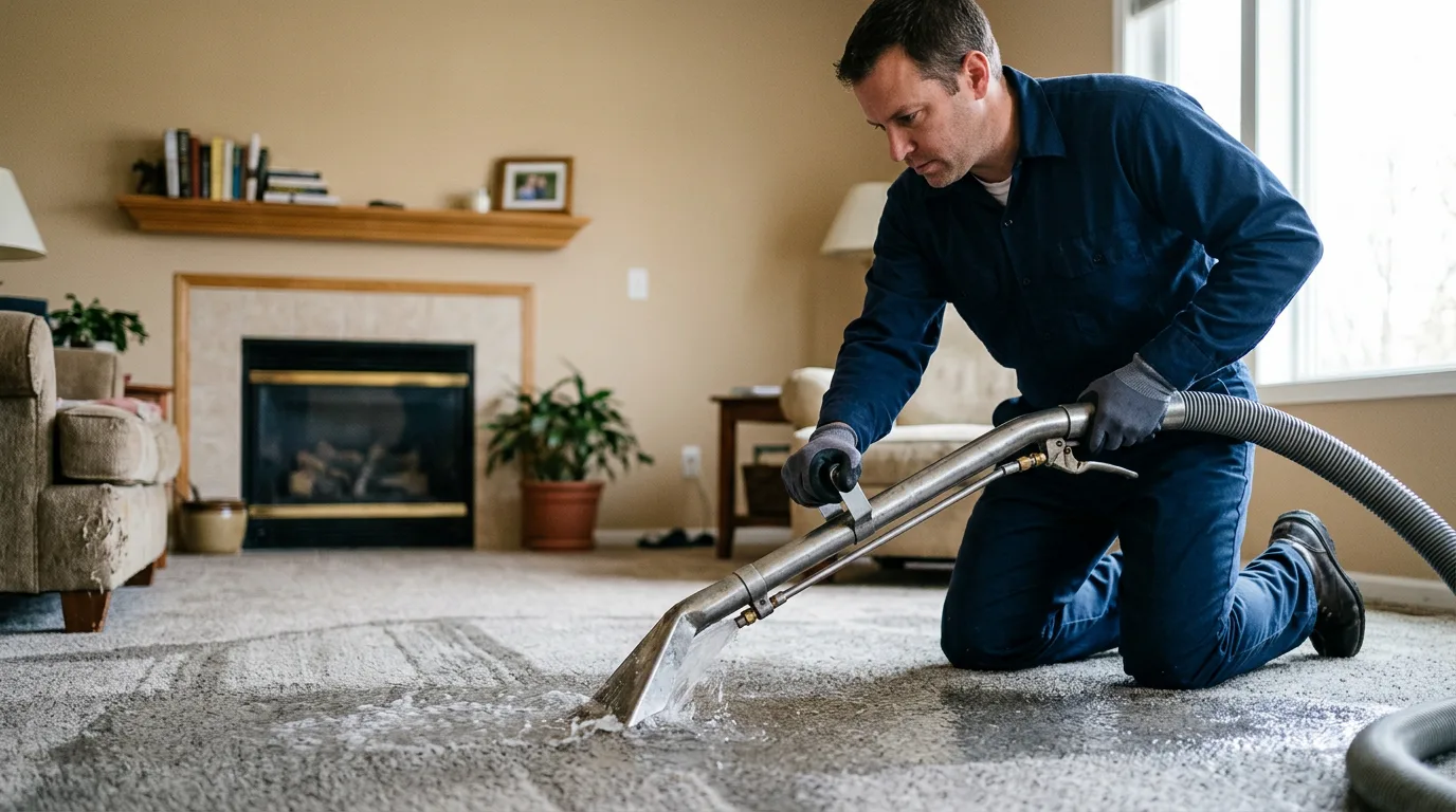 Water damage restoration technician working near Coal Run, OH